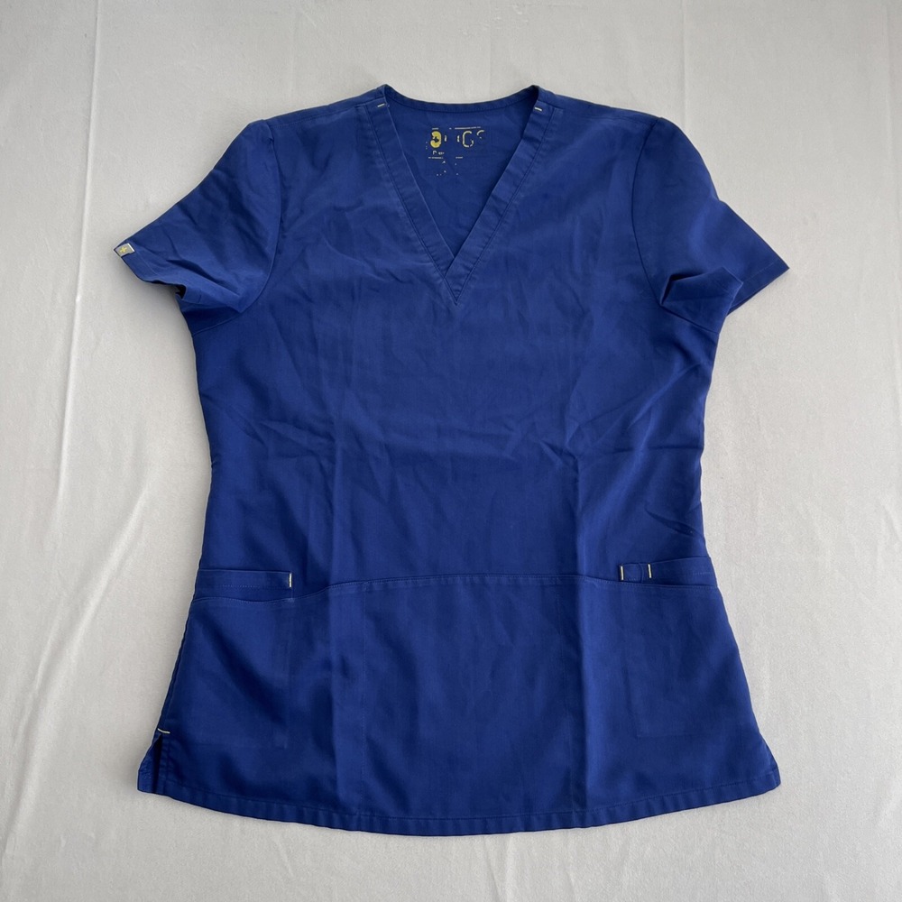 Figs Threads For Threads Women's Size XS Blue 4 Pocket Scrub Top - Picture 1 of 8